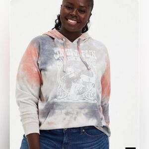 Torrid Janis Joplin Pink Wash Hoodie Tiedye Sweatshirt 0x